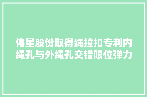 伟星股份取得绳拉扣专利内绳孔与外绳孔交错限位弹力绳