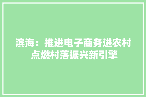 滨海：推进电子商务进农村 点燃村落振兴新引擎