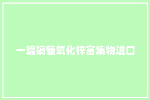 一篇搞懂氧化锌富集物进口