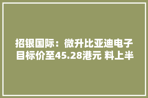 招银国际：微升比亚迪电子目标价至45.28港元 料上半年稳定增长