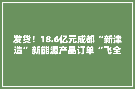 发货！18.6亿元成都“新津造”新能源产品订单“飞全球”！