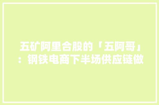 五矿阿里合股的「五阿哥」：钢铁电商下半场供应链做事才是最优解