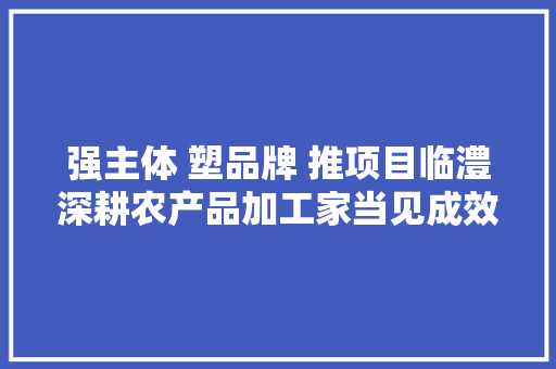 强主体 塑品牌 推项目临澧深耕农产品加工家当见成效