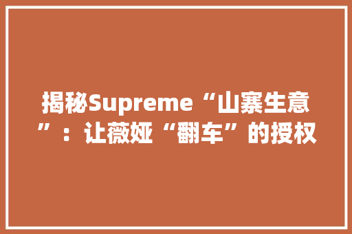 揭秘Supreme“山寨生意”：让薇娅“翻车”的授权方仍在寻求合作联名费一年超百万