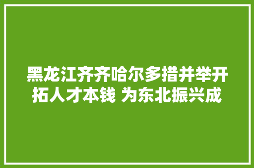 黑龙江齐齐哈尔多措并举开拓人才本钱 为东北振兴成长供应动能