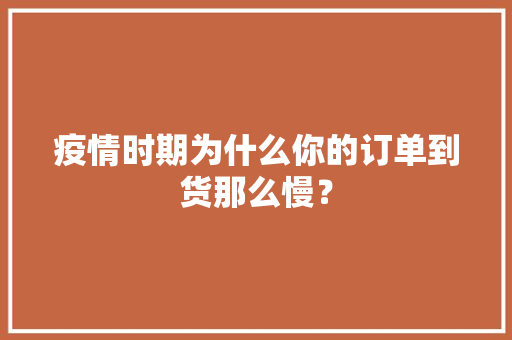 疫情时期为什么你的订单到货那么慢？