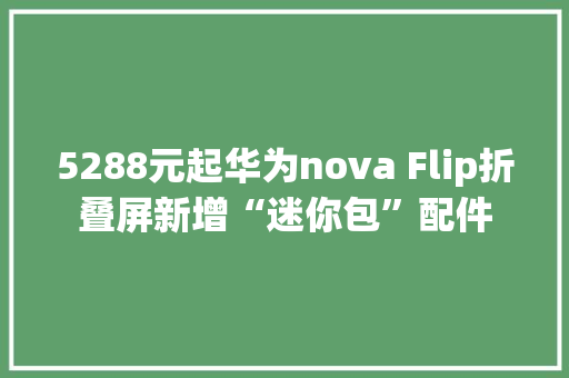 5288元起华为nova Flip折叠屏新增“迷你包”配件