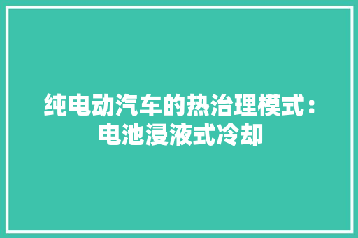 纯电动汽车的热治理模式：电池浸液式冷却 纯电动汽车的热治理模式：电池浸液式冷却 智能科技