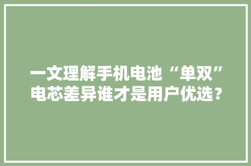 一文理解手机电池“单双”电芯差异谁才是用户优选？ 一文理解手机电池“单双”电芯差异谁才是用户优选？ 互联通信