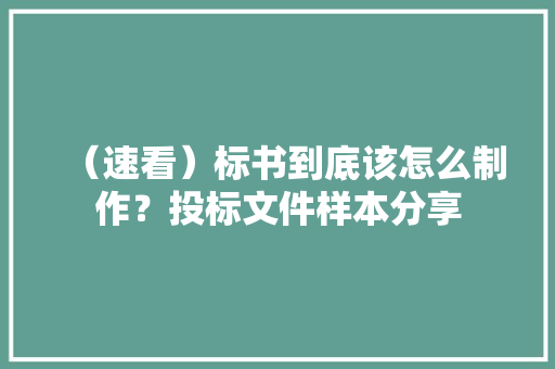 （速看）标书到底该怎么制作？投标文件样本分享 （速看）标书到底该怎么制作？投标文件样本分享 智能科技