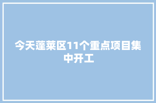 今天蓬莱区11个重点项目集中开工 今天蓬莱区11个重点项目集中开工 互联通信