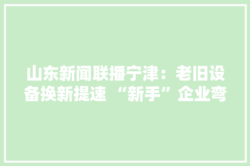 山东新闻联播宁津：老旧设备换新提速 “新手”企业弯道超车