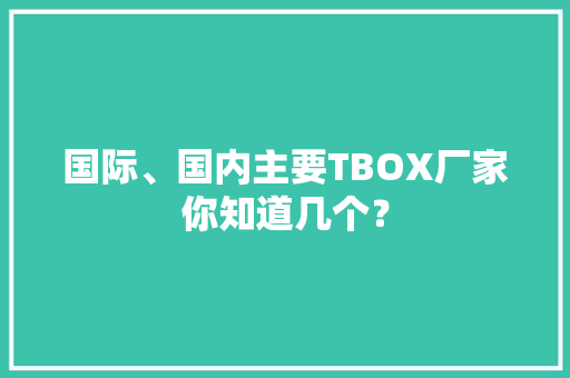 国际、国内主要TBOX厂家你知道几个？