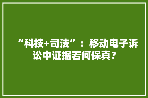 “科技+司法”：移动电子诉讼中证据若何保真？
