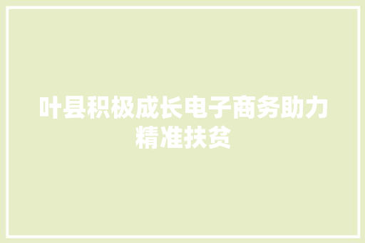 叶县积极成长电子商务助力精准扶贫 叶县积极成长电子商务助力精准扶贫 互联通信