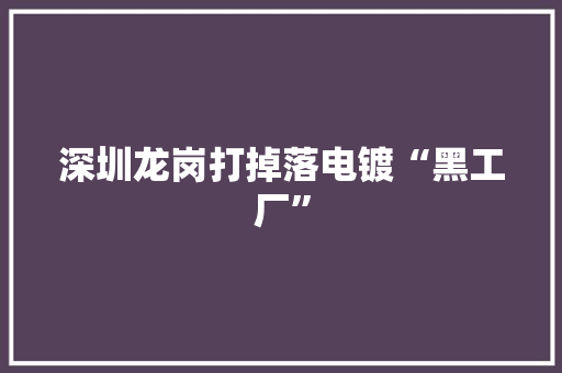 深圳龙岗打掉落电镀“黑工厂”
