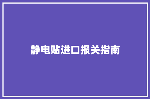 静电贴进口报关指南