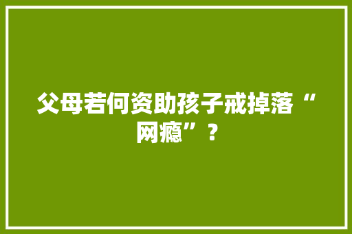 父母若何资助孩子戒掉落“网瘾”？ 父母若何资助孩子戒掉落“网瘾”？ 智能科技