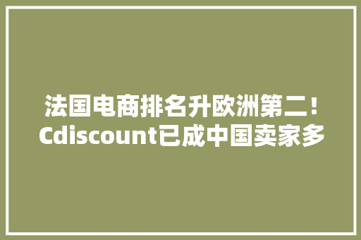 法国电商排名升欧洲第二！Cdiscount已成中国卖家多渠道构造利器