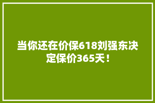 当你还在价保618刘强东决定保价365天！