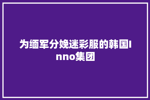 为缅军分娩迷彩服的韩国Inno集团