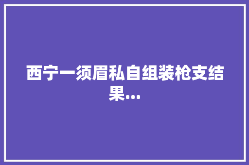 西宁一须眉私自组装枪支结果... 西宁一须眉私自组装枪支结果... 智能科技
