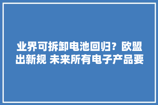 业界可拆卸电池回归？欧盟出新规 未来所有电子产品要改变