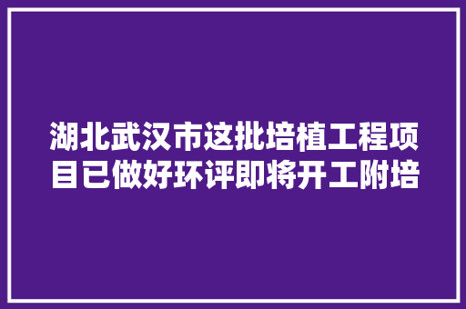 湖北武汉市这批培植工程项目已做好环评即将开工附培植单位