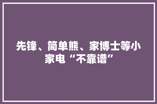先锋、简单熊、家博士等小家电“不靠谱”