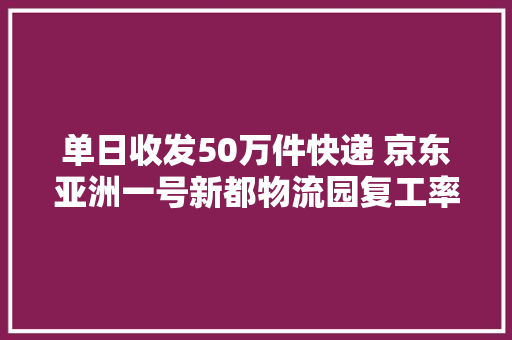 单日收发50万件快递 京东亚洲一号新都物流园复工率达95% 单日收发50万件快递 京东亚洲一号新都物流园复工率达95% 智能家居