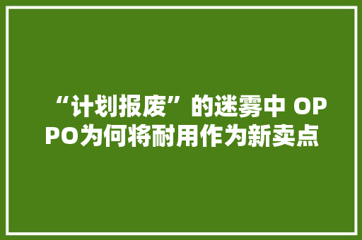 “计划报废”的迷雾中 OPPO为何将耐用作为新卖点？ “计划报废”的迷雾中 OPPO为何将耐用作为新卖点？ 人工智能