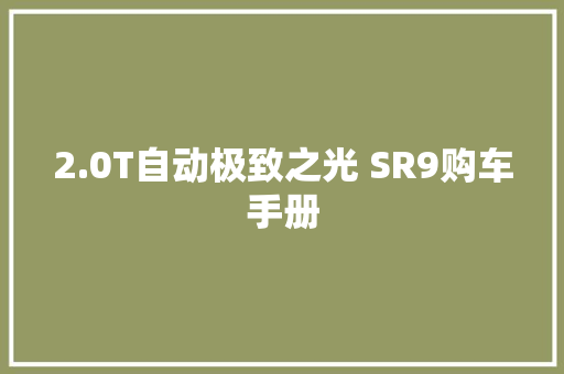 2.0T自动极致之光 SR9购车手册