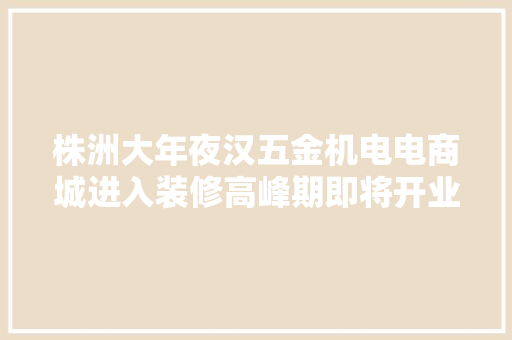 株洲大年夜汉五金机电电商城进入装修高峰期即将开业~