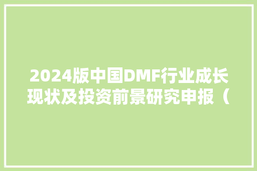 2024版中国DMF行业成长现状及投资前景研究申报（智研咨询） 2024版中国DMF行业成长现状及投资前景研究申报（智研咨询） 互联通信