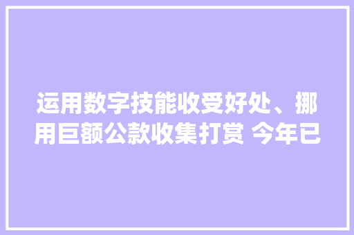 运用数字技能收受好处、挪用巨额公款收集打赏 今年已有多名\"90后\"干部被查