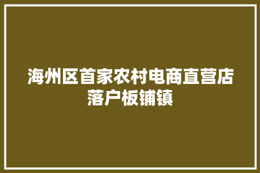 海州区首家农村电商直营店落户板铺镇