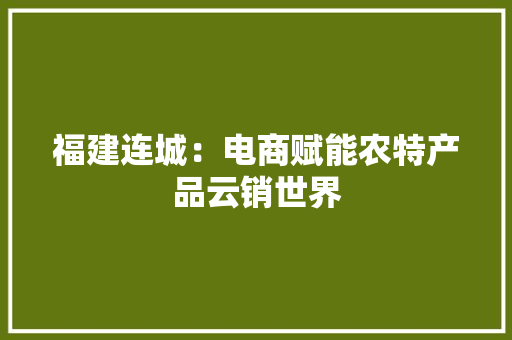 福建连城：电商赋能农特产品云销世界 福建连城：电商赋能农特产品云销世界 人工智能