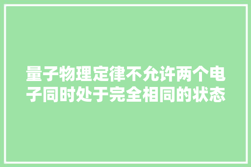 量子物理定律不允许两个电子同时处于完全相同的状态