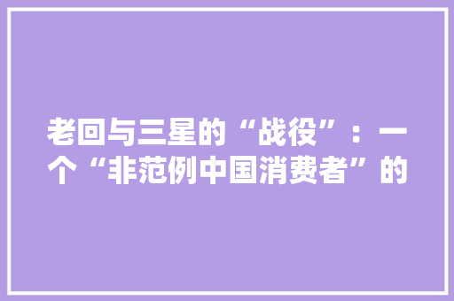 老回与三星的“战役”：一个“非范例中国消费者”的维权 老回与三星的“战役”：一个“非范例中国消费者”的维权 互联通信
