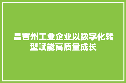 昌吉州工业企业以数字化转型赋能高质量成长