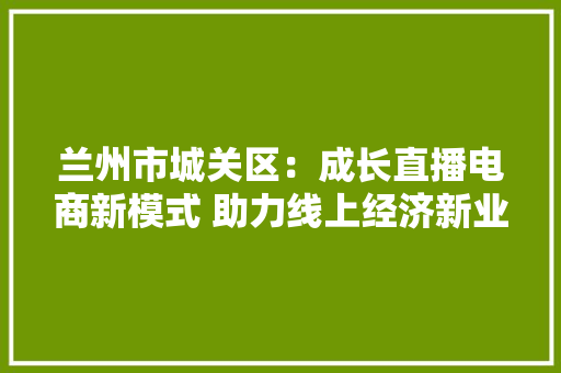 兰州市城关区：成长直播电商新模式 助力线上经济新业态