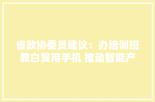 省政协委员建议：办培训班教白叟用手机 推动智能产品适老化改造