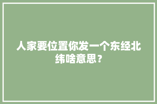 人家要位置你发一个东经北纬啥意思？ 人家要位置你发一个东经北纬啥意思？ 人工智能