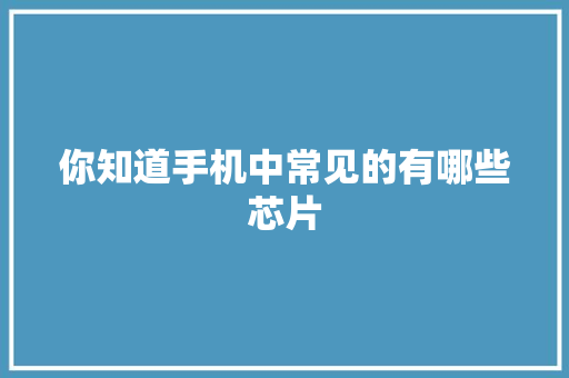 你知道手机中常见的有哪些芯片