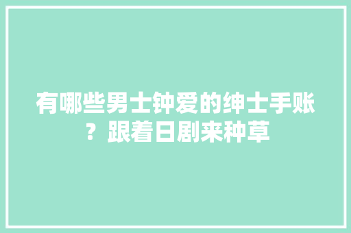 有哪些男士钟爱的绅士手账？跟着日剧来种草