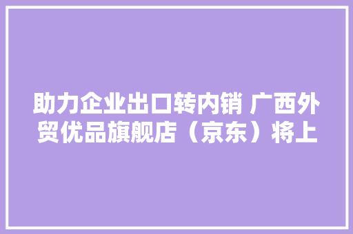 助力企业出口转内销 广西外贸优品旗舰店（京东）将上线