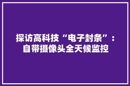 探访高科技“电子封条”：自带摄像头全天候监控