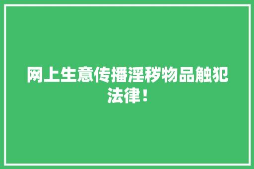 网上生意传播淫秽物品触犯法律！ 网上生意传播淫秽物品触犯法律！ 智能科技