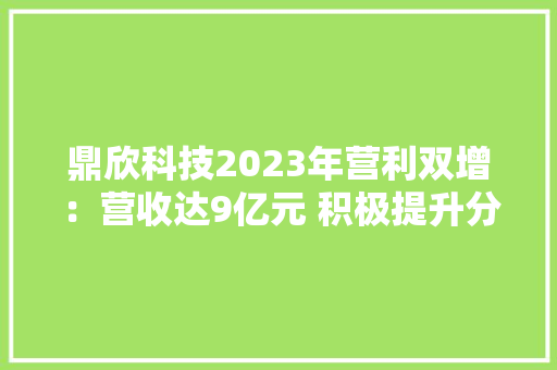 鼎欣科技2023年营利双增：营收达9亿元 积极提升分娩效率与加大年夜营业拓展 鼎欣科技2023年营利双增：营收达9亿元 积极提升分娩效率与加大年夜营业拓展 智能家居