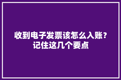 收到电子发票该怎么入账？记住这几个要点 收到电子发票该怎么入账？记住这几个要点 互联通信